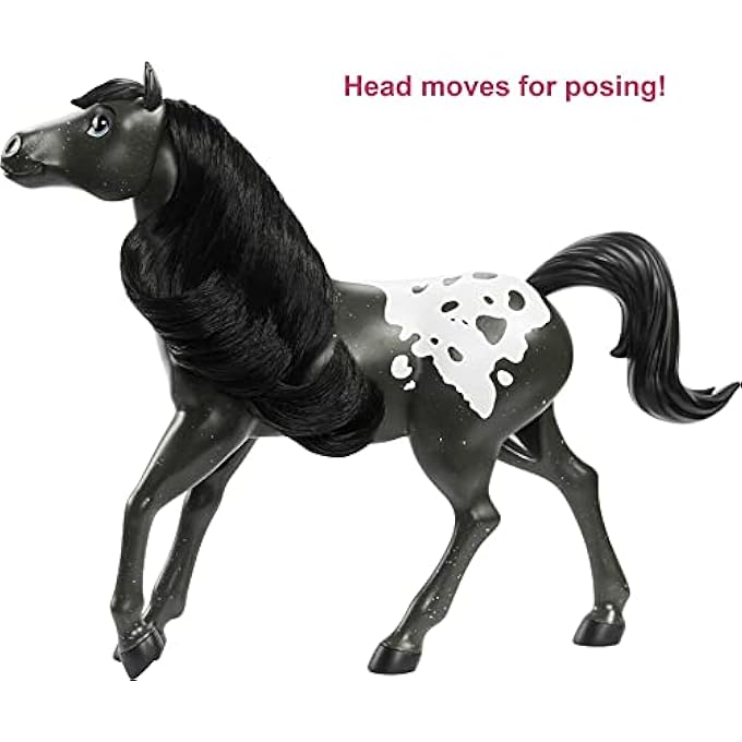 SPIRIT UNTAMED HERD HORSE (APPROX. 8-IN), MOVING HEAD, BLACK PINTO WITH LONG BLACK MANE & PLAYFUL STANCE, GREAT GIFT FOR HORSE FANS AGES 3 YEARS OLD & UP - Image 3